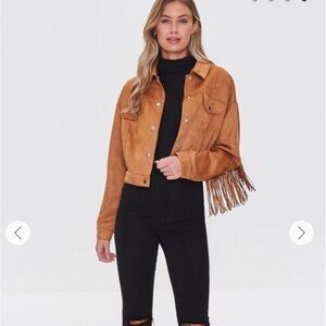 Forever 21 Fringe Faux Suede Jacket, Tan, NWT, Medium